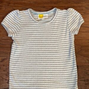Mini Boden Light Gray Striped Pointelle Short Sleeve Tee